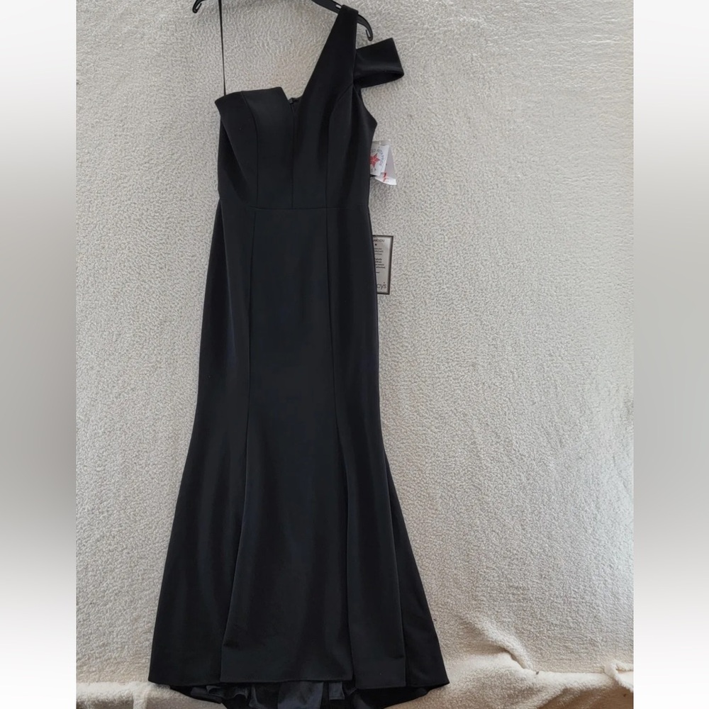Betsy & Adam Black One Shoulder Dress